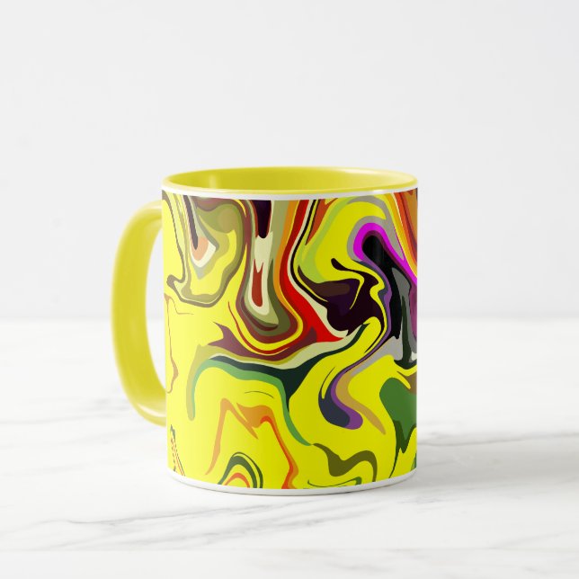 Caneca Abstrato de espiral de cores vibrantes (Frente Esquerda)