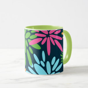Caneca Abstrato de Flores de Fogo Coloridas