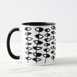 Caneca Abstrato de Folha Alternativa - Preto em Branco