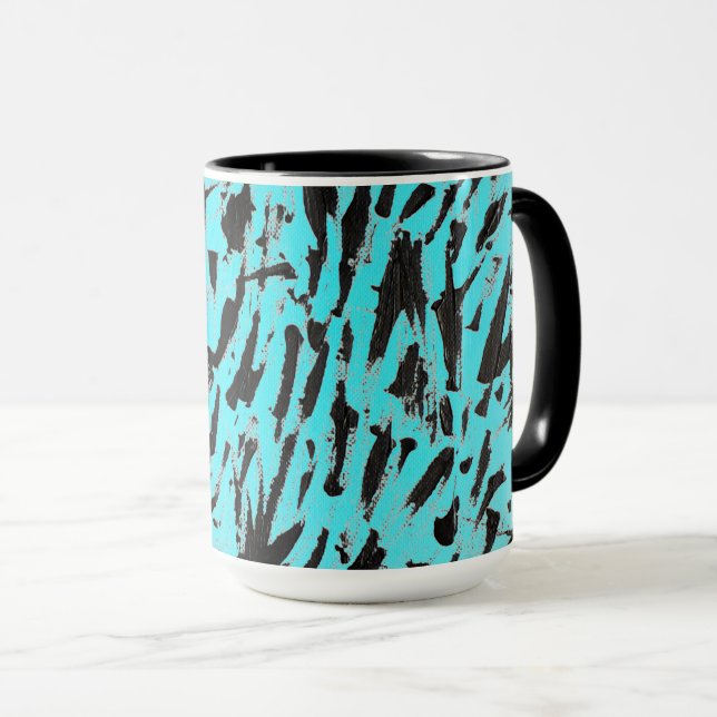 Caneca Abstrato de Impressão de Animais Teais (Frente Esquerda)