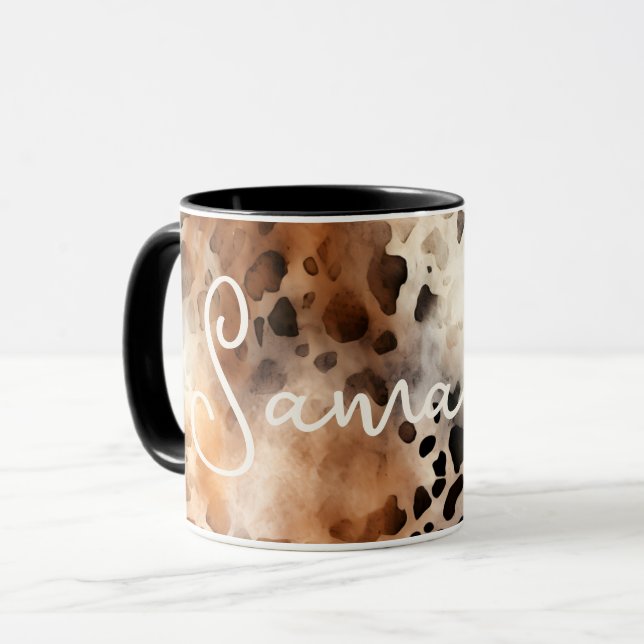 Caneca Abstrato de Impressão de Leopardo Ocidental (Frente Esquerda)