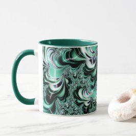 Caneca Abstrato de Paisagem Fractal Wintergreen