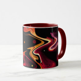 Caneca Abstrato de pintura com gravidade zero em laranja 