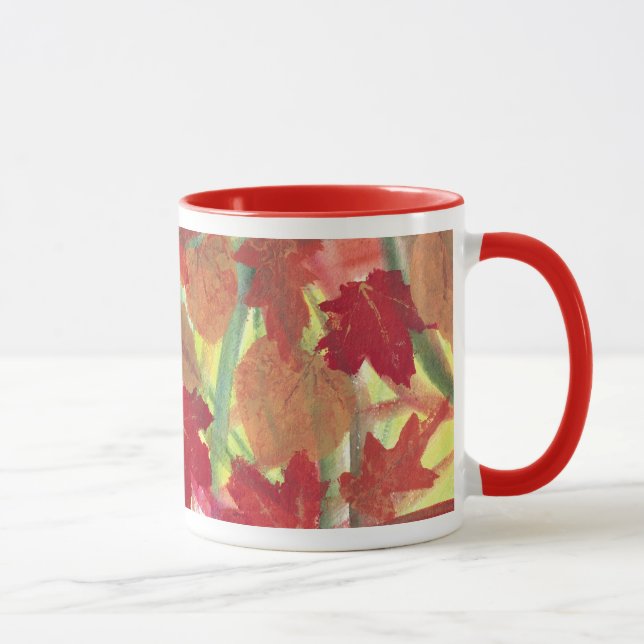 Caneca Abstrato de queda bonito outono deixa mugs (Direita)