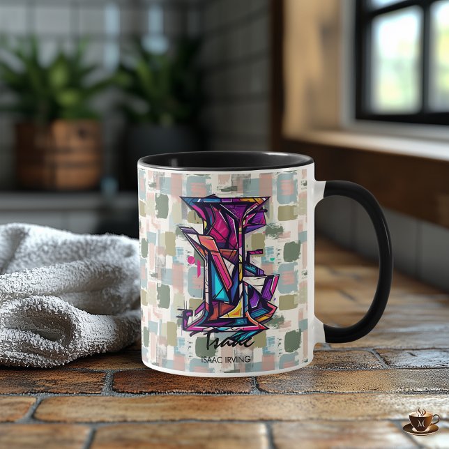 Caneca Abstrato Dinâmico Monograma - I para Isaac (Criador carregado)