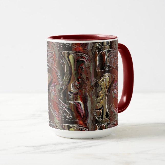 Caneca Abstrato entalhado em mogno e Escuro Escuro (Frente Esquerda)