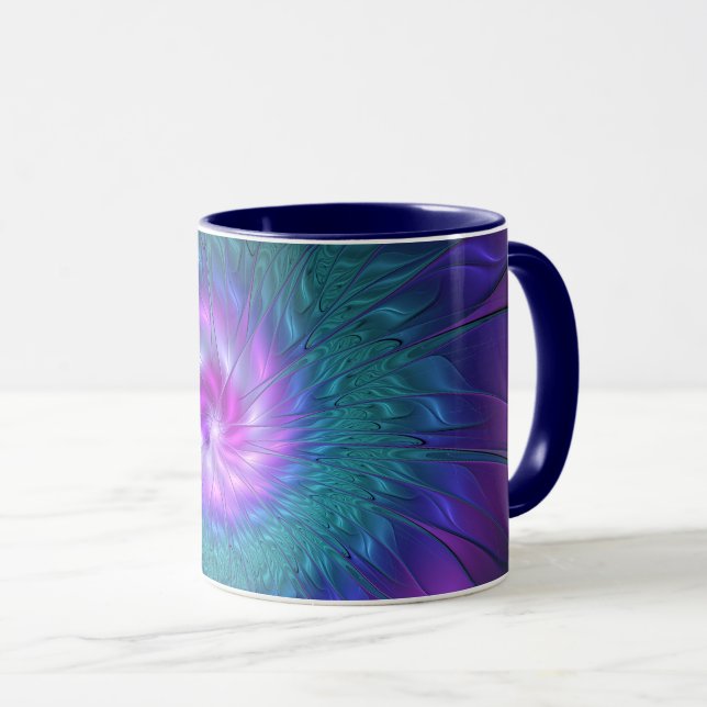 Caneca Abstrato Floral Beauty Fractal Colorida Flor (Frente Esquerda)