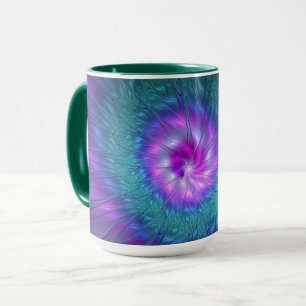 Caneca Abstrato Floral Beauty Fractal Colorida Flor