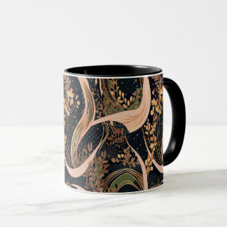 Caneca Abstrato floral, bolinhas, vinhas