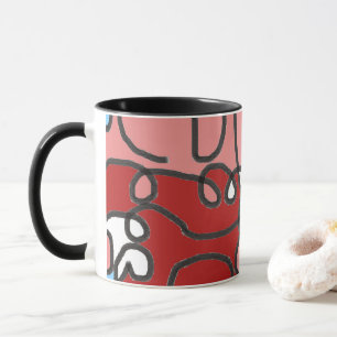 Caneca Abstrato Floral Vermelho, Rosa e Azul