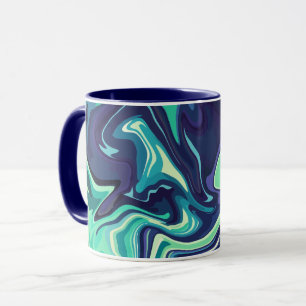 Caneca Abstrato Fluid Art com Marinhos e espirais lacrimo
