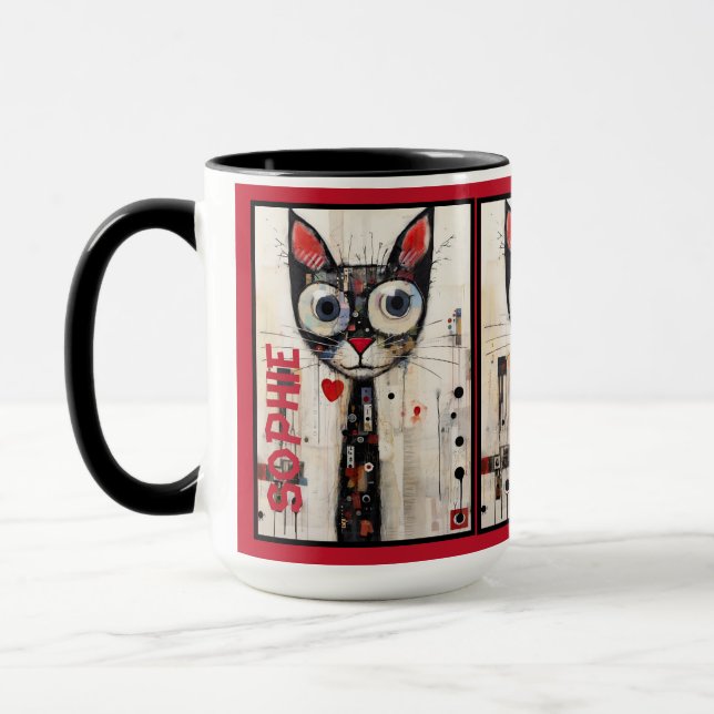 Caneca abstrato Gatinho 2 Mug personalizado (Esquerda)