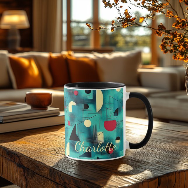 Caneca Abstrato Geométrico em Negrito - Teal Personalizad (Criador carregado)