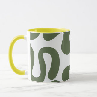 Caneca Abstrato Green Modern Art Mug com Formas Orgânicas