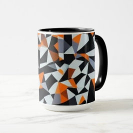 Caneca Abstrato Laranja e Arte Geométrica Negra