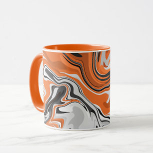 Caneca Abstrato Laranja e Arte Negra Fluida