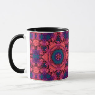 Caneca Abstrato mandala kaleidoscope em formas redondas