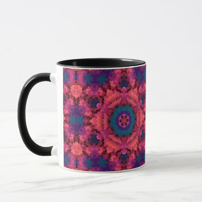Caneca Abstrato mandala kaleidoscope em formas redondas (Esquerda)