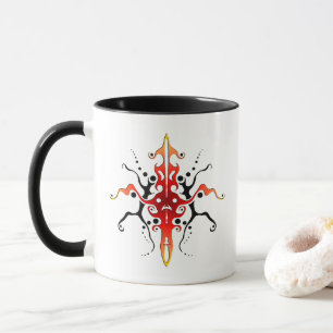 Caneca Abstrato Mask Tribal Tattoo Design - vermelho