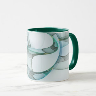 Caneca Abstrato moderna Cinza azul-turquesa
