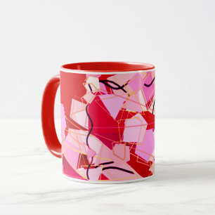 Caneca Abstrato moderno do século médio, vermelho escuro 