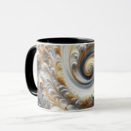 Caneca Abstrato moderno girando Dourado, preto e branco