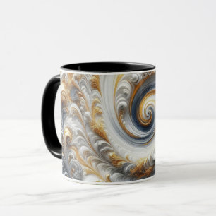 Caneca Abstrato moderno girando Dourado, preto e branco