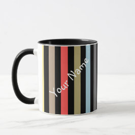 Caneca Abstrato moderno linhas riscado faixa coral laranj