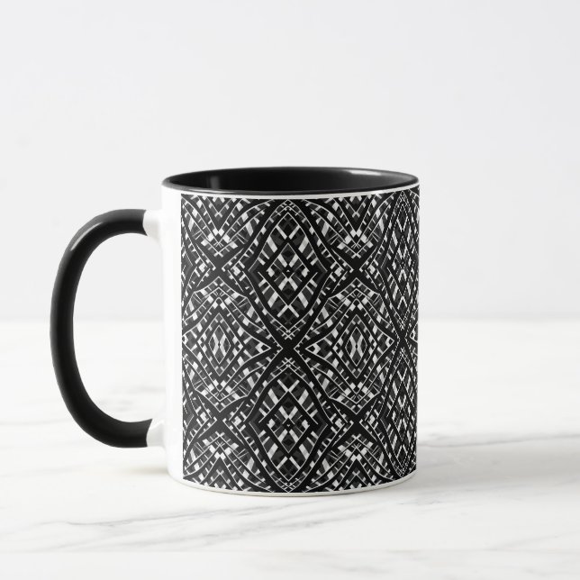 Caneca Abstrato moderno sem emenda ornamental preto branc (Esquerda)