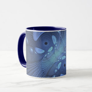 Caneca Abstrato moderno Trendy Dusk Blue Fractal Art