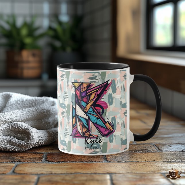 Caneca Abstrato Monograma - K para Kyle (Criador carregado)