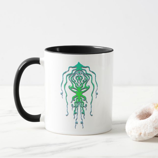 Caneca Abstrato Octopus - Design de Tatuagem de Lula Trib (Com Donut)