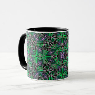 Caneca Abstrato ornamentação verde estriada e escura