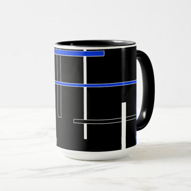 Caneca Abstrato padrão - azul (Frente Esquerda)