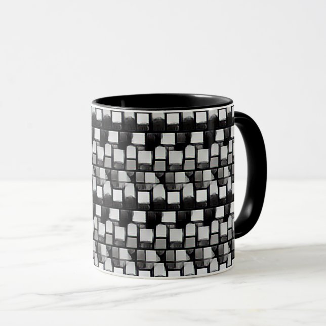 Caneca Abstrato padrão design 1201 em cinzas - Mug (Frente Esquerda)