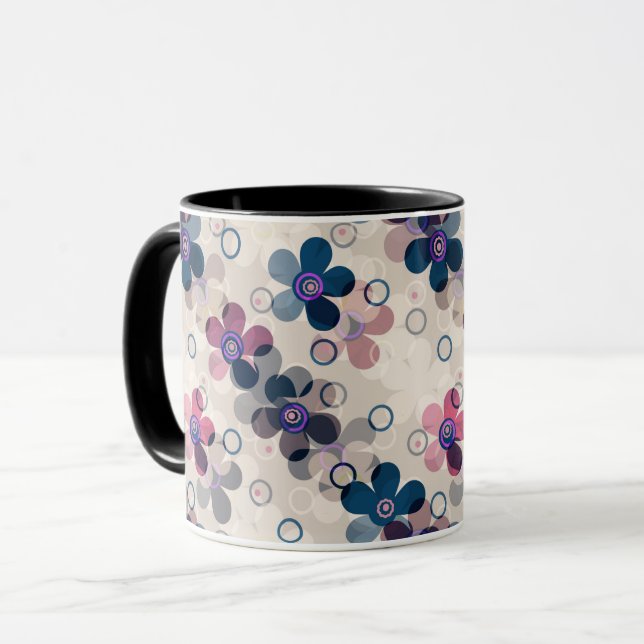 Caneca Abstrato para crianças flores bonitinhas de desenh (Frente Esquerda)