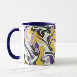 Caneca Abstrato Pastel Swirl com Amarelo e Púrpura
