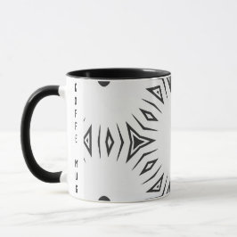 Caneca Abstrato Personalizado Com Sol A Preto E Branco