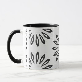 Caneca Abstrato Personalizado Da Flor Preta E Branca