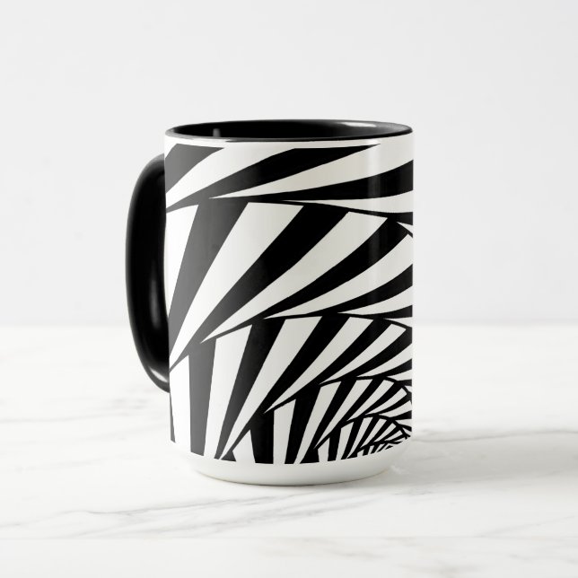 Caneca Abstrato, preto e branco, moderno (Frente Esquerda)