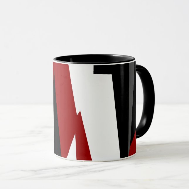 Caneca Abstrato preto e branco vermelho (Frente Esquerda)