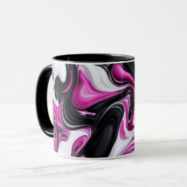 Caneca Abstrato preto moderno, branco, Magenta Art Mug