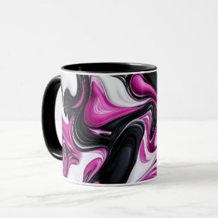Caneca Abstrato preto moderno, branco, Magenta Art Mug