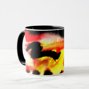 Caneca Abstrato Preto-Negro Cor Amarelo-Amarelo Escuro