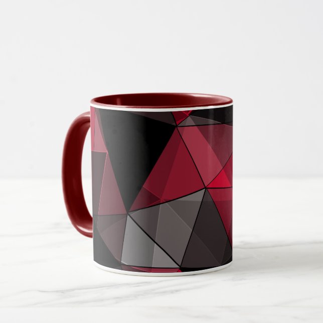 Caneca Abstrato preto, vermelho, geométrico das cinzas. (Frente Esquerda)