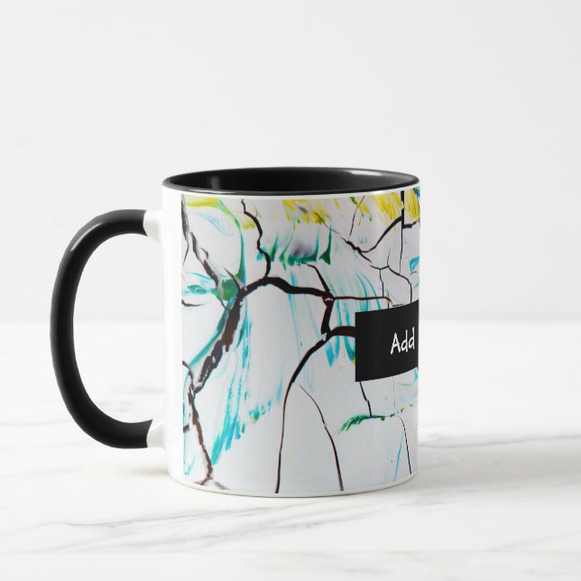 Caneca Abstrato racha em azul verde amarelo (Esquerda)