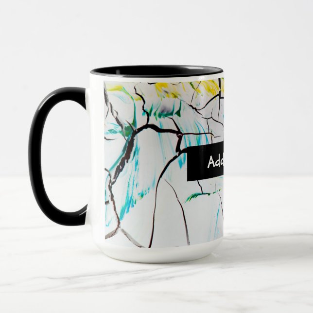 Caneca Abstrato racha em azul verde amarelo (Esquerda)