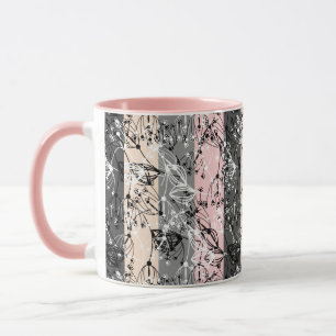 Caneca Abstrato retro flores pequenas ramo das folhas flo