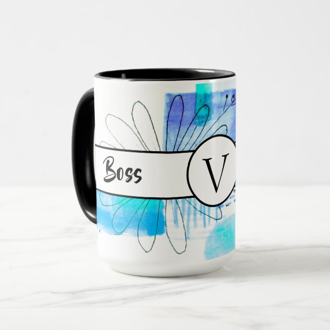 Caneca Abstrato Ringer 15oz, Dama Azul (Frente Esquerda)