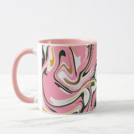 Caneca Abstrato Rodando arte com rosa, branco e preto